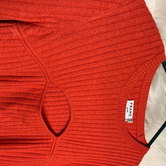 Frame Overlap Ribbed Sweater Wool-Tomato Color - Picture 4 of 7